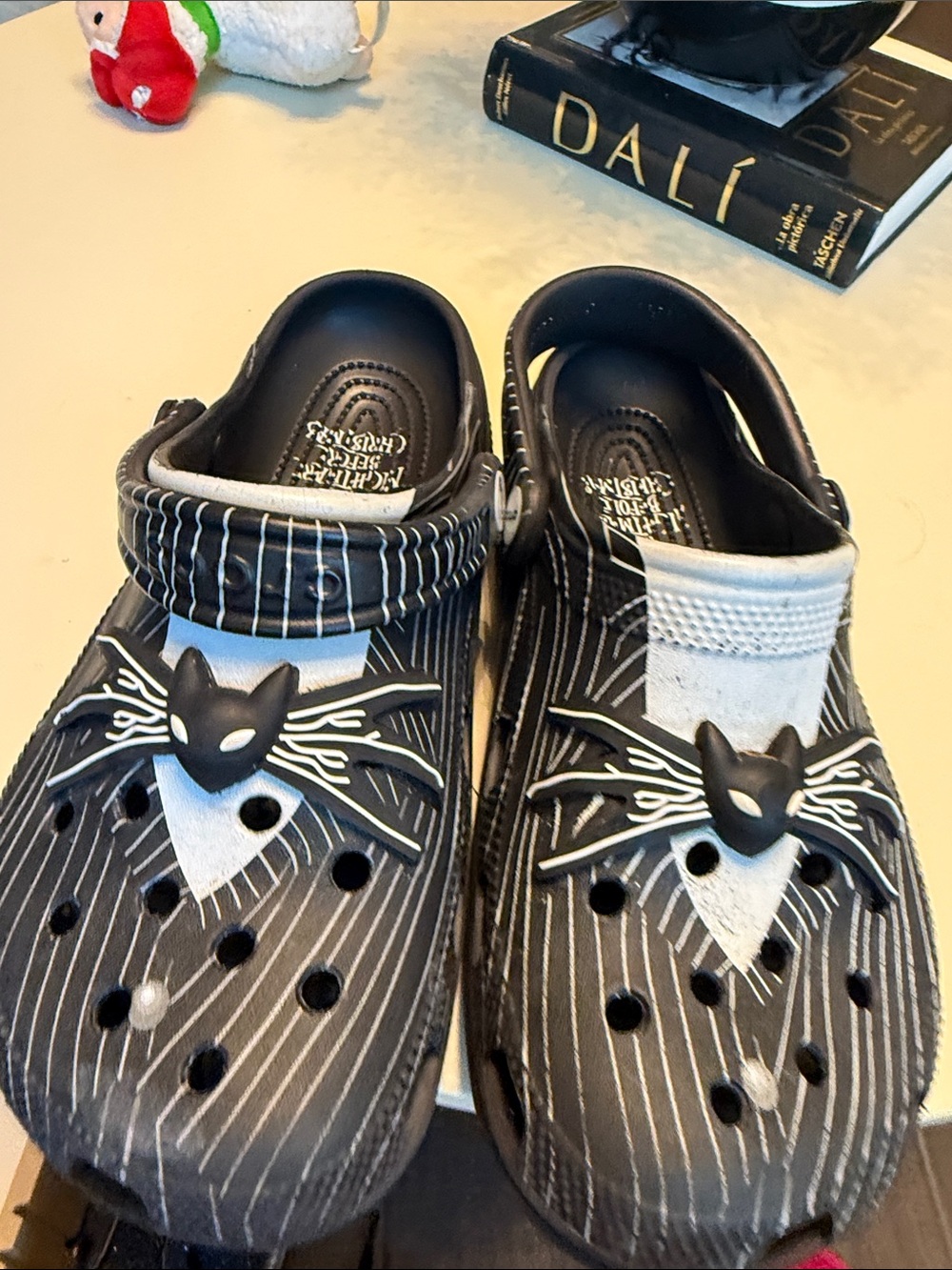 CROCS Kids Black and White Cat-Accent Clogs